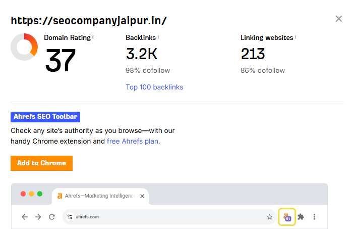 seocompanyjaipur domain rating